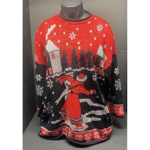 Vintage Holiday Time Christmas‎ Sweater Skater Scene Women's 22W Sweater